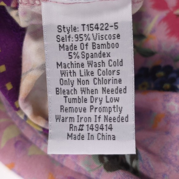 JOHNNY WAS Floral Top Blouse MEDIUM Pink Boho Bamboo Made Women's T15422-5 - Picture 10 of 10